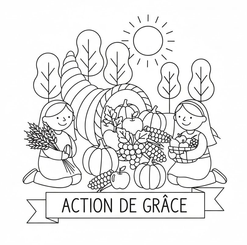 Jour de Thanksgiving coloring page