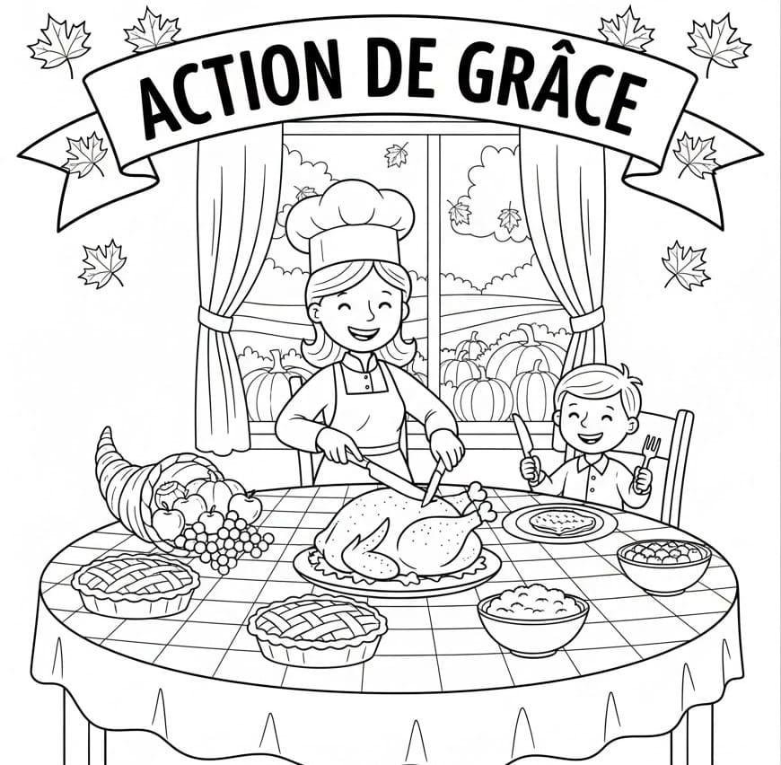 Joyeux Thanksgiving coloring page