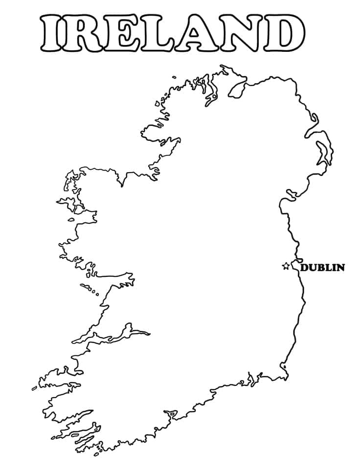 Coloriage La Carte de l'Irlande