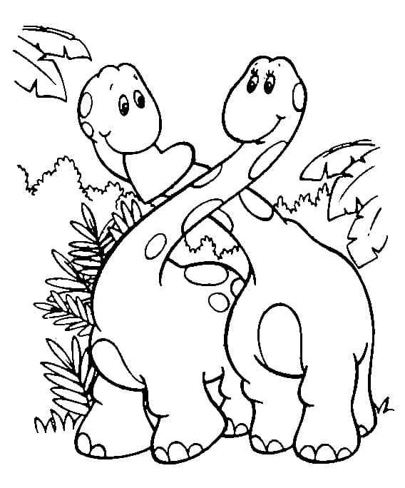L’Amour de Deux Dinosaures coloring page
