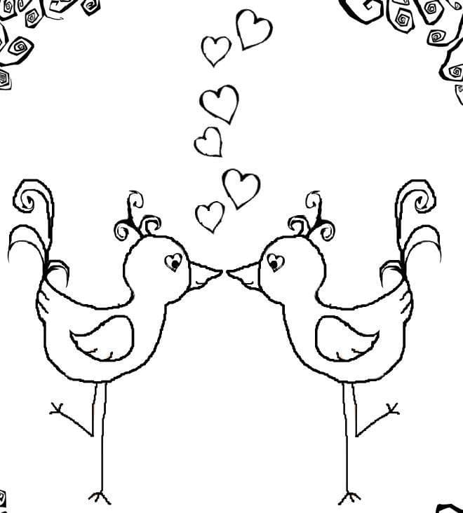 L’Amour de Deux Oiseaux coloring page
