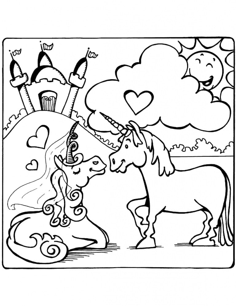 L’Amour de Licornes coloring page