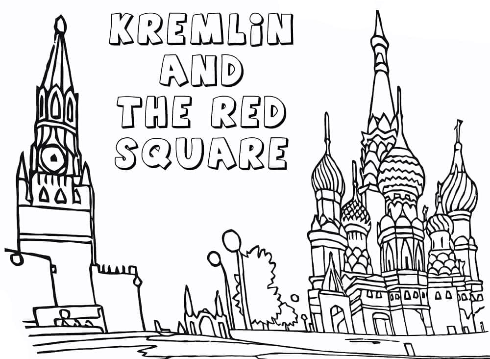 Le Kremlin et la Place Rouge coloring page