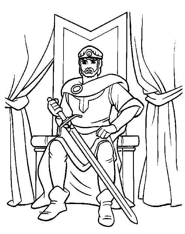 Le Roi Arthur de Excalibur, l’épée Magique coloring page