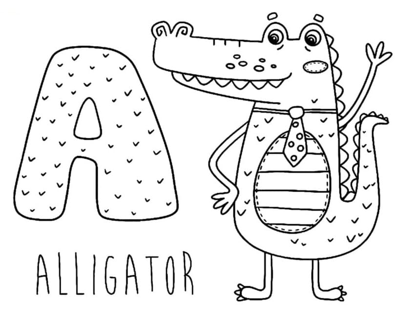 Lettre A est Pour Alligator coloring page