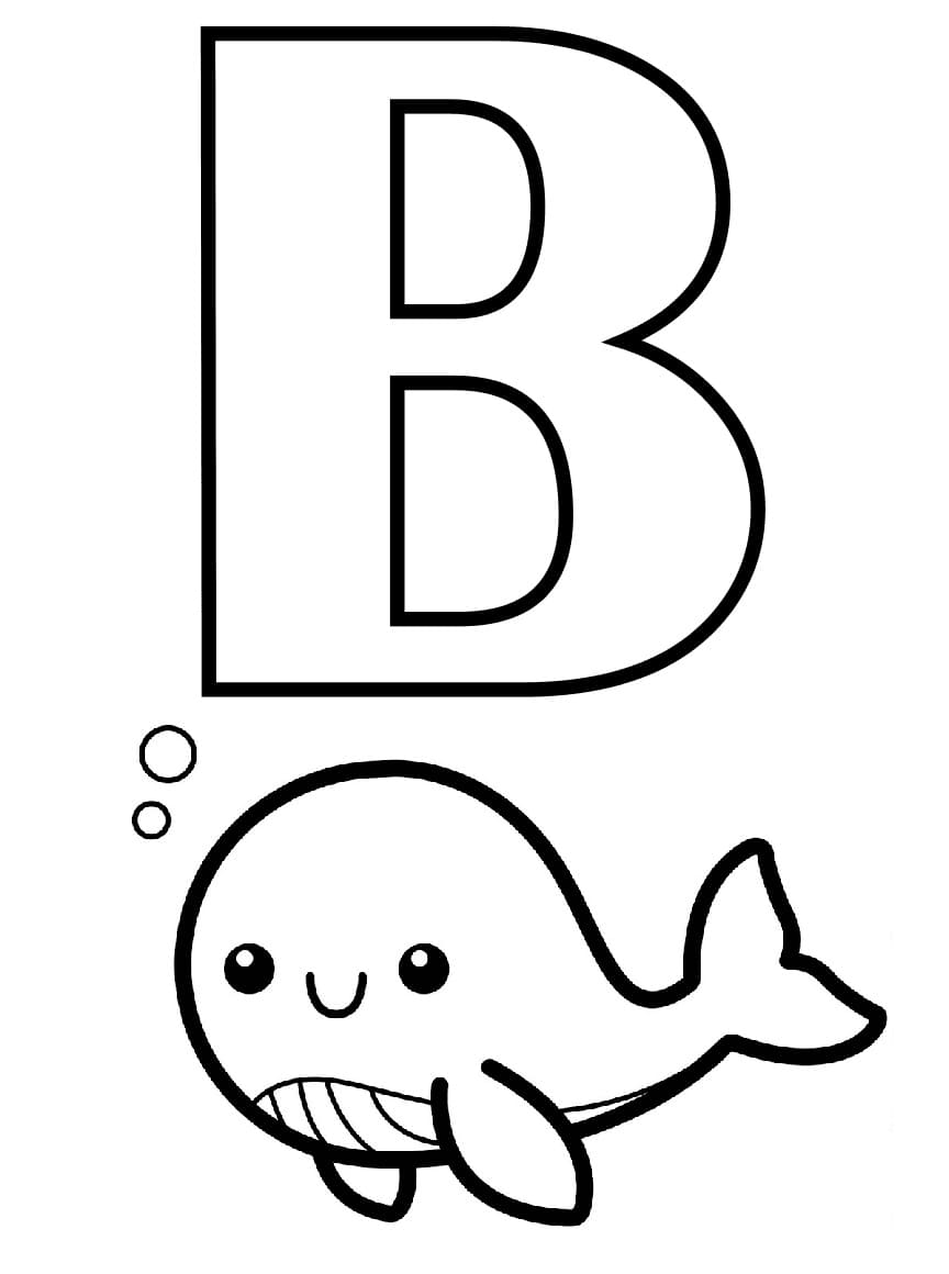 Coloriage Lettre B est Pour Baleine