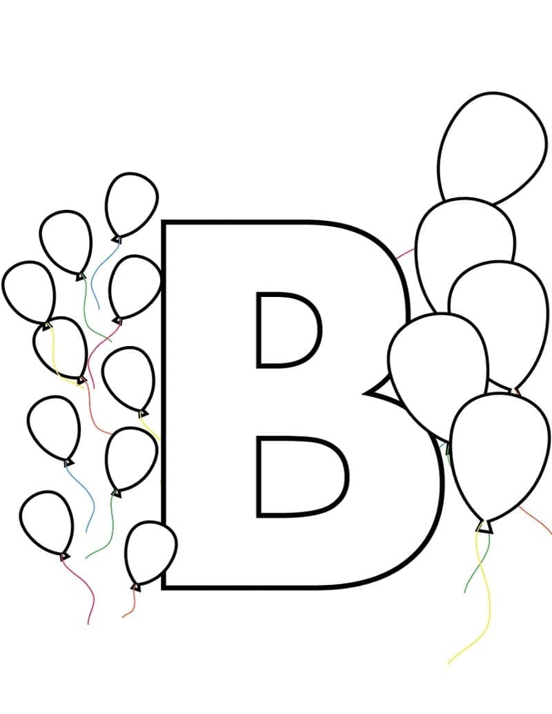 Coloriage Lettre B et Ballons