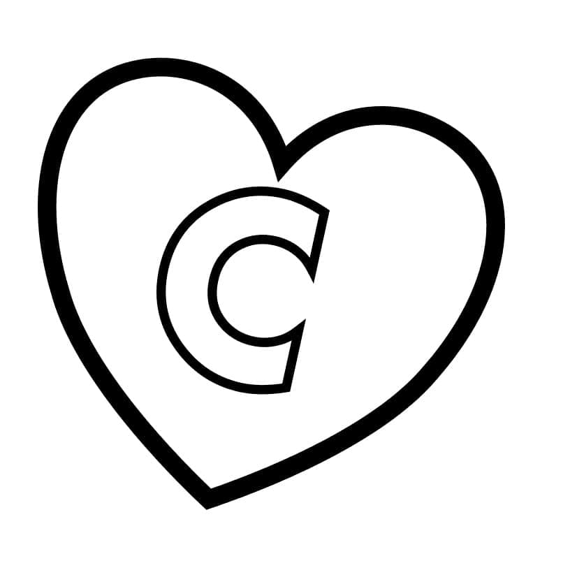 Coloriage Lettre C en Coeur