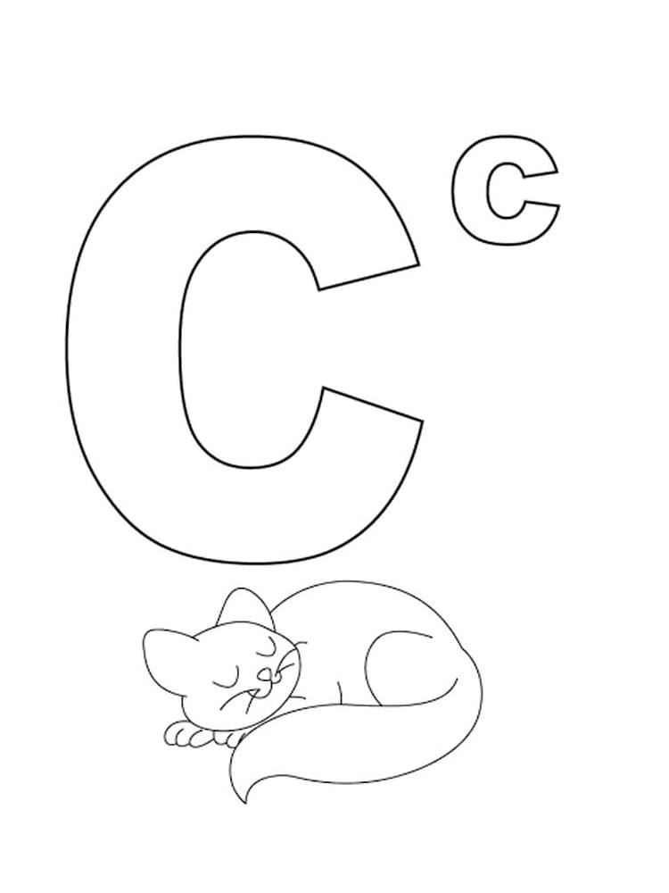 Lettre C est Pour Chat coloring page