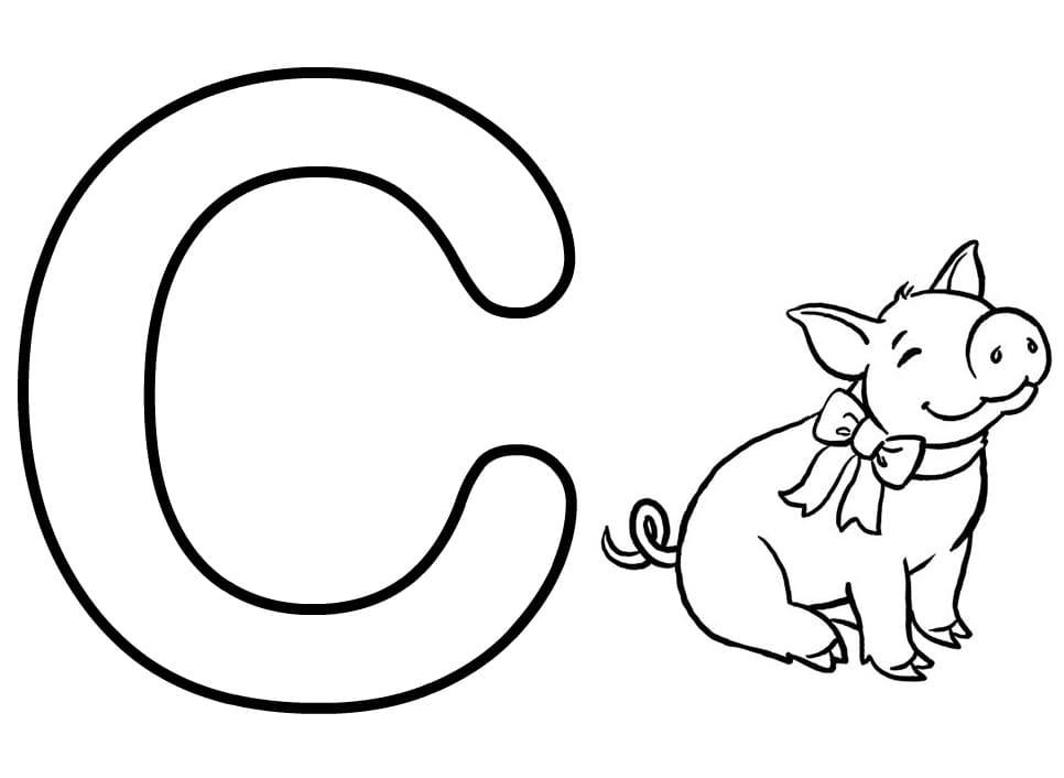 Coloriage Lettre C est Pour Cochon