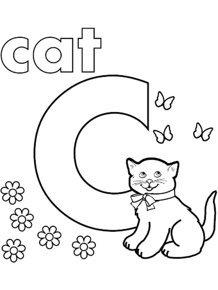 Lettre C Pour Chat coloring page