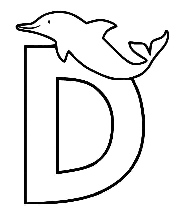 Coloriage Lettre D est Pour Dauphin