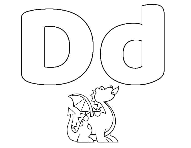 Lettre D est Pour Dragon coloring page