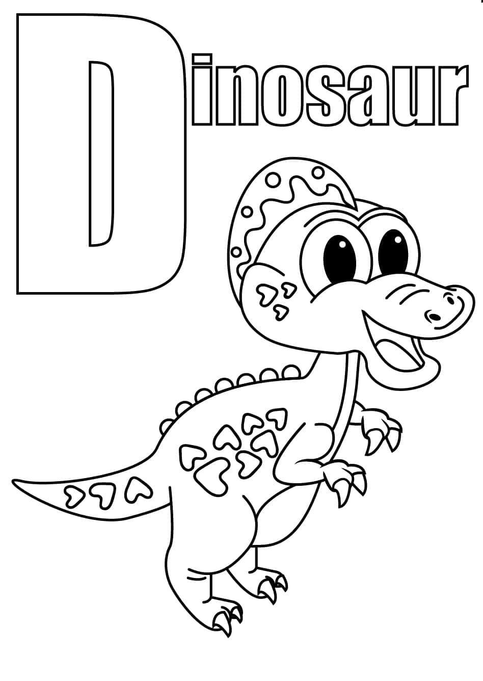Coloriage Lettre D et Dinosaure