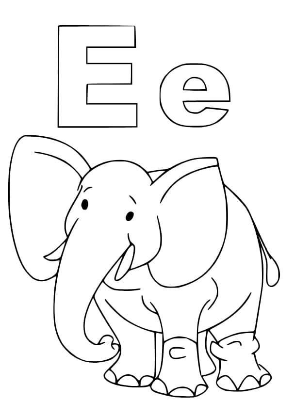 Coloriage Lettre E est Pour Éléphant