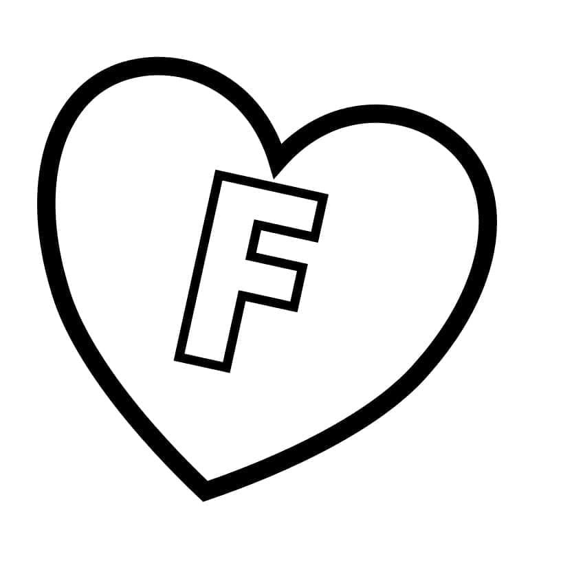 Lettre F en Coeur coloring page