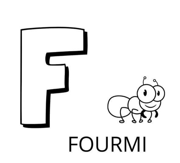 Coloriage Lettre F est Pour Fourmi