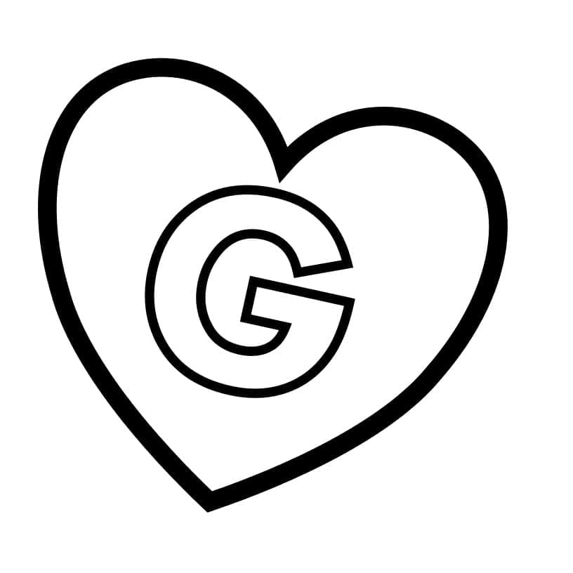 Coloriage Lettre G en Coeur