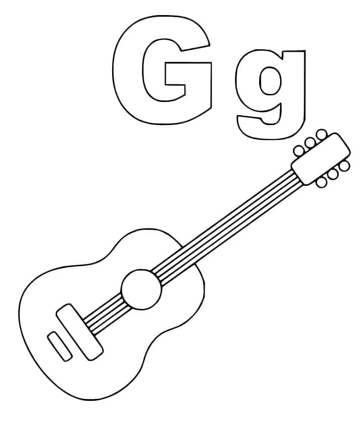 Lettre G est Pour Guitare coloring page