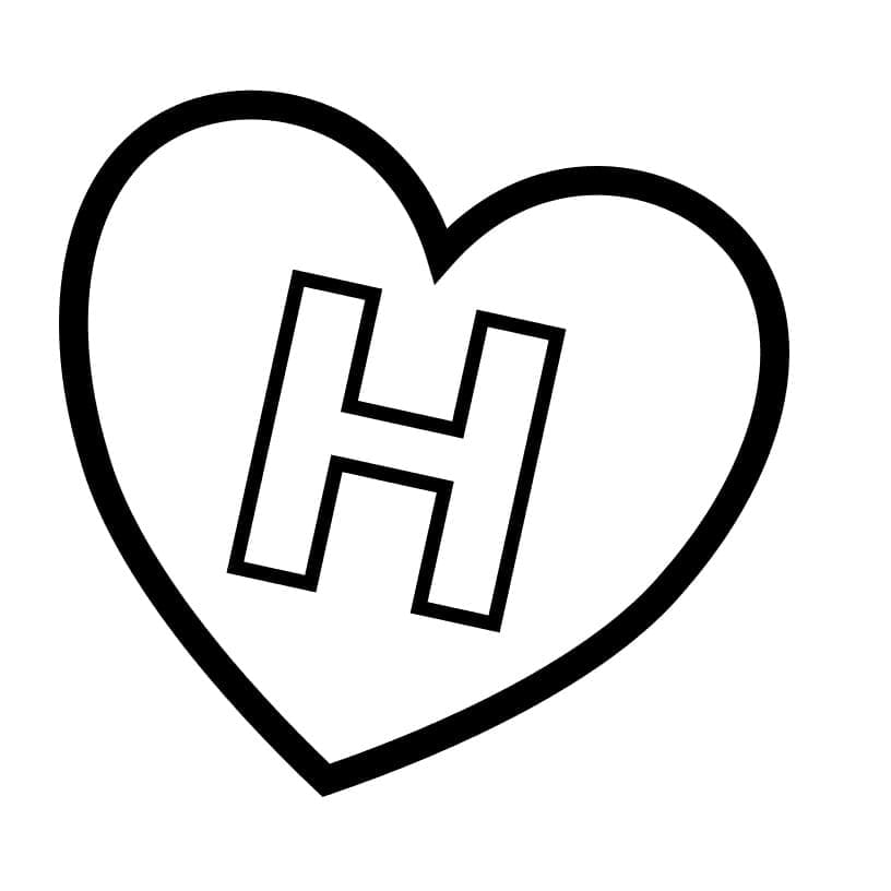 Coloriage Lettre H en Coeur