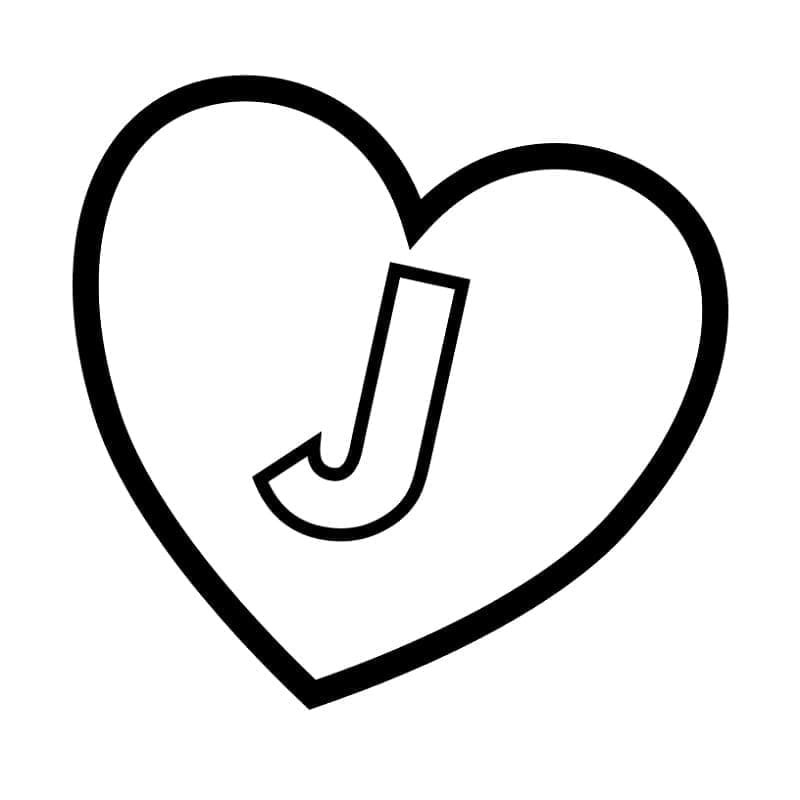 Lettre J en Coeur coloring page