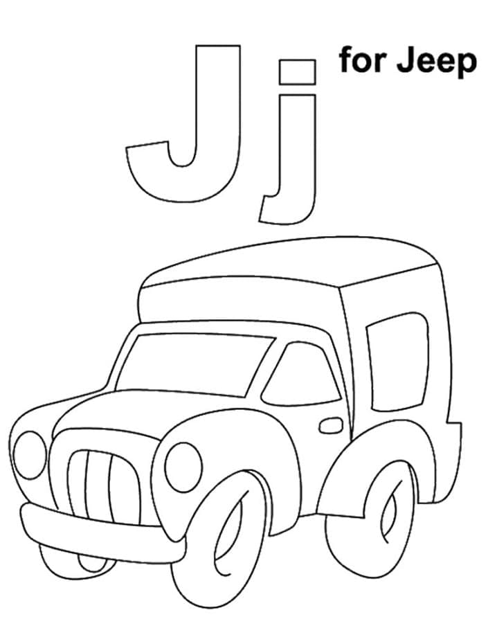 Coloriage Lettre J est Pour Jeep