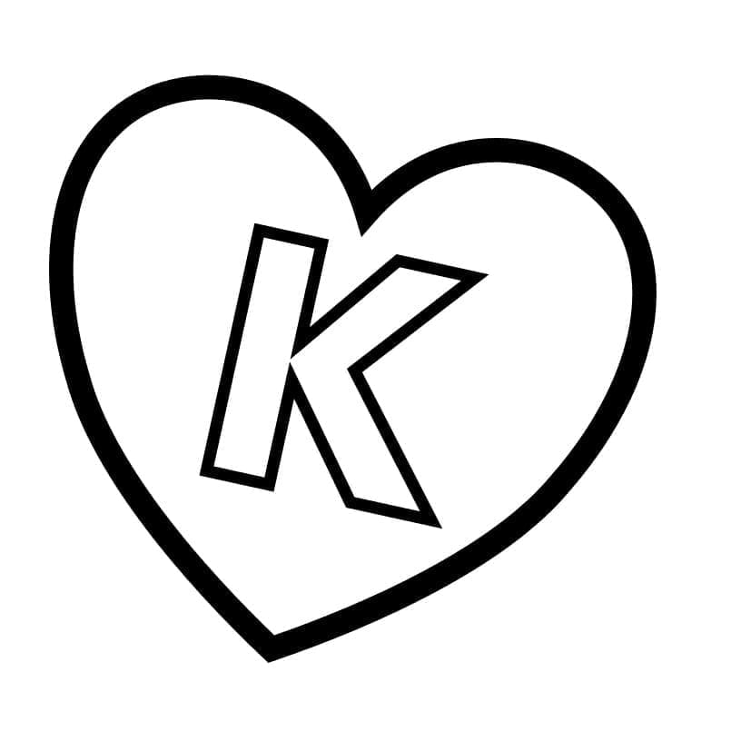 Lettre K en Coeur coloring page