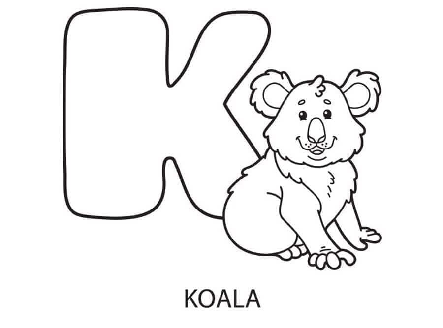 Lettre K est Pour Koala coloring page