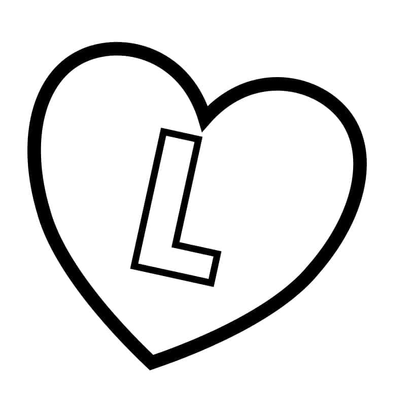 Lettre L en Coeur coloring page