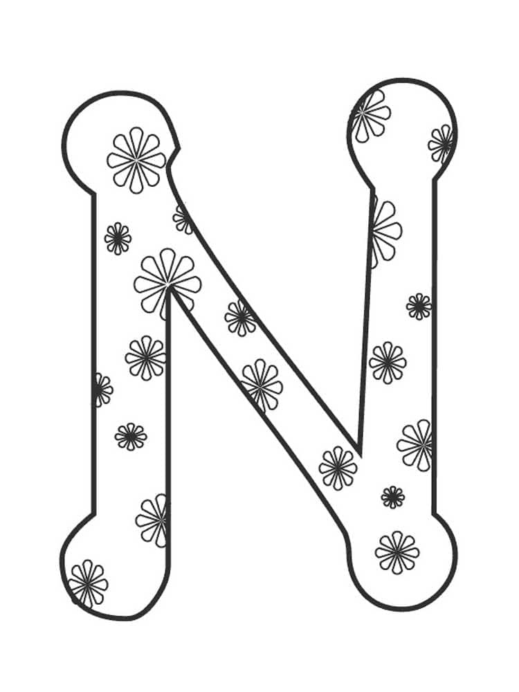 Lettre N avec Fleurs coloring page
