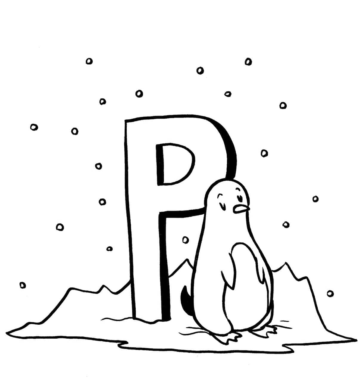 Coloriage Lettre P est Pour Pingouin