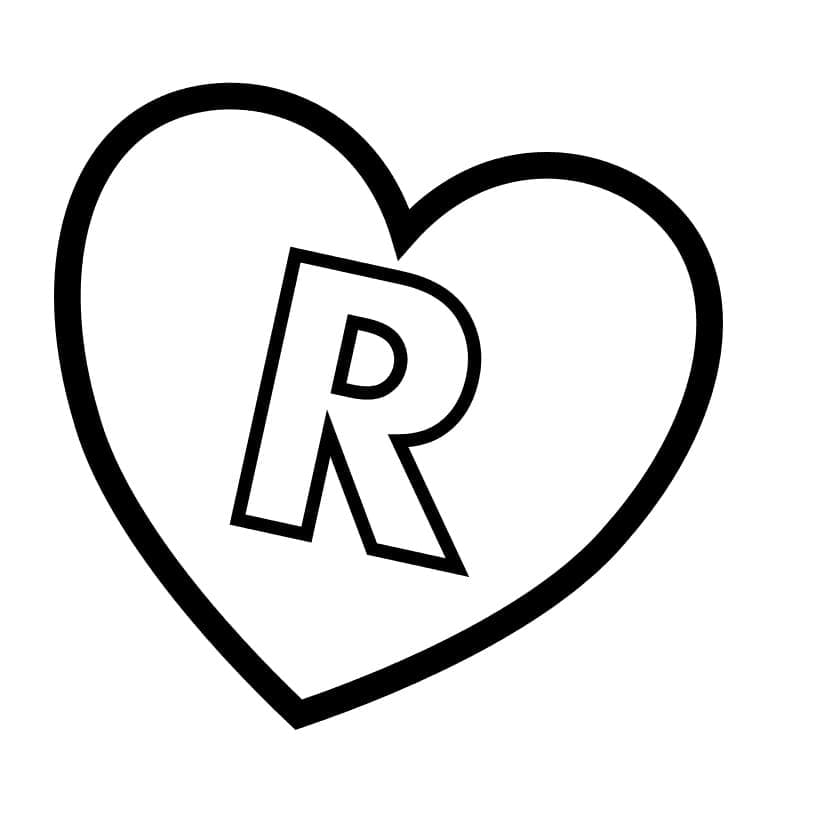 Lettre R en Coeur coloring page