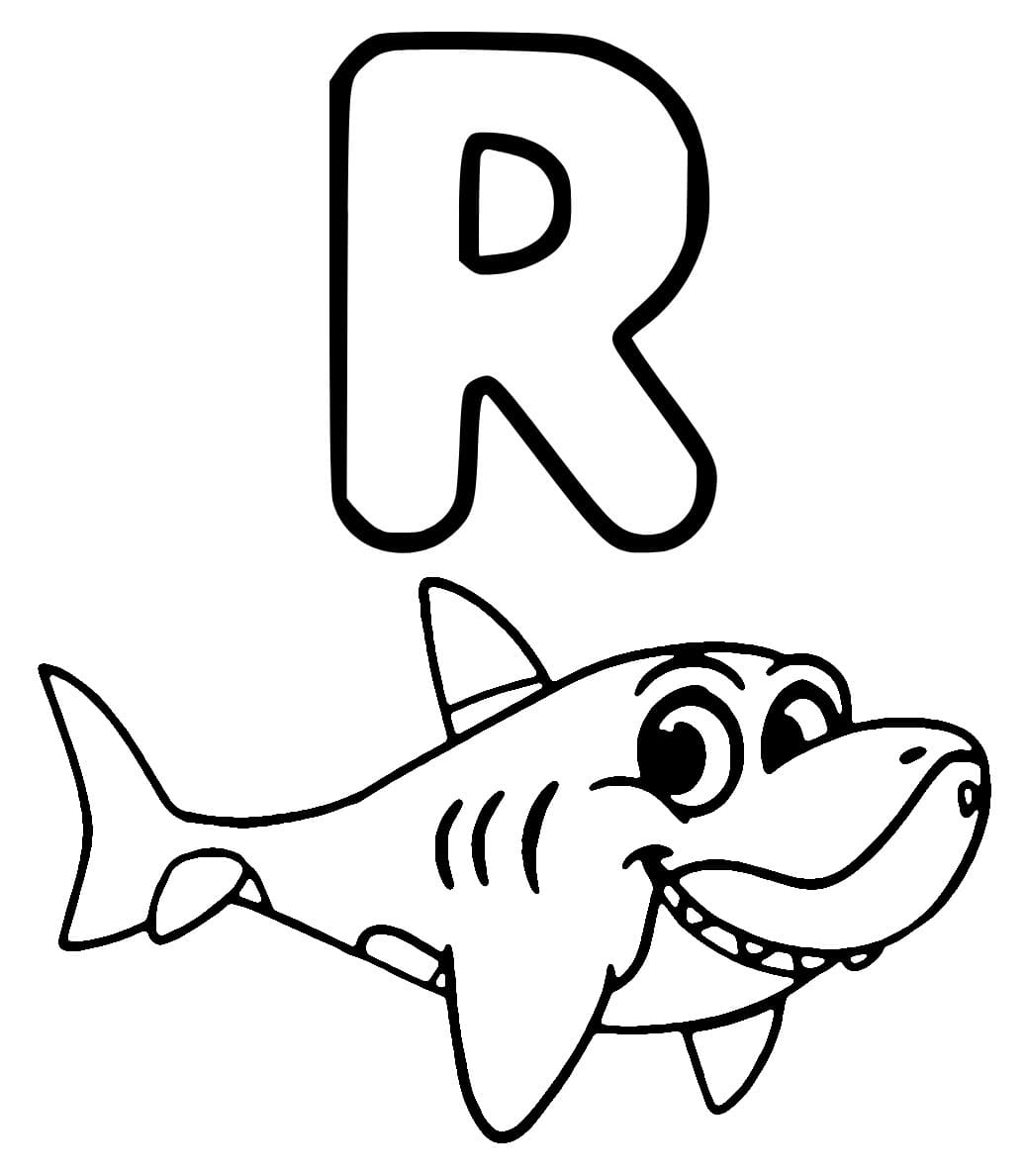 Coloriage Lettre R est Pour Requin
