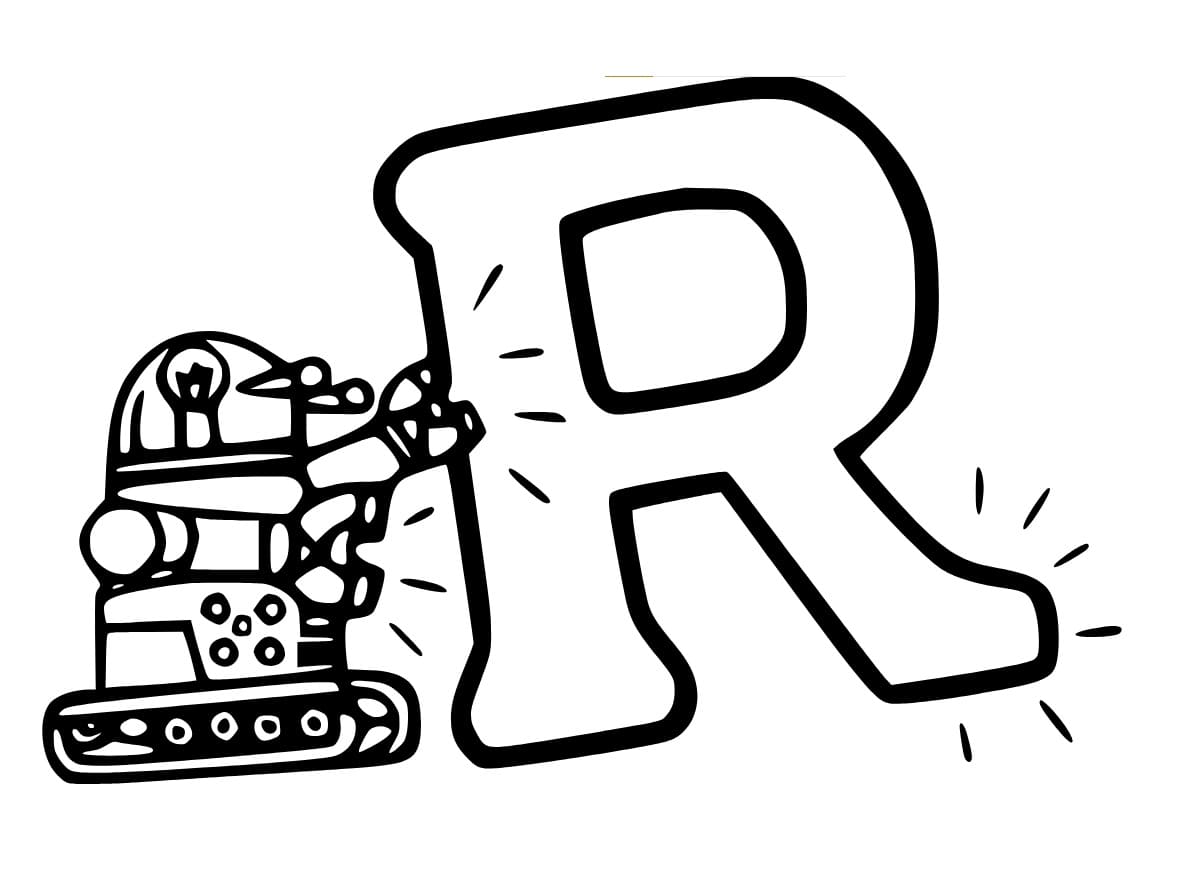 Lettre R est Pour Robot coloring page