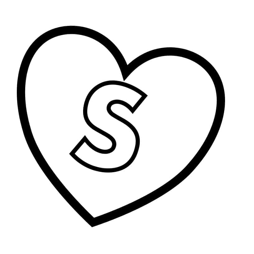 Lettre S en Coeur coloring page