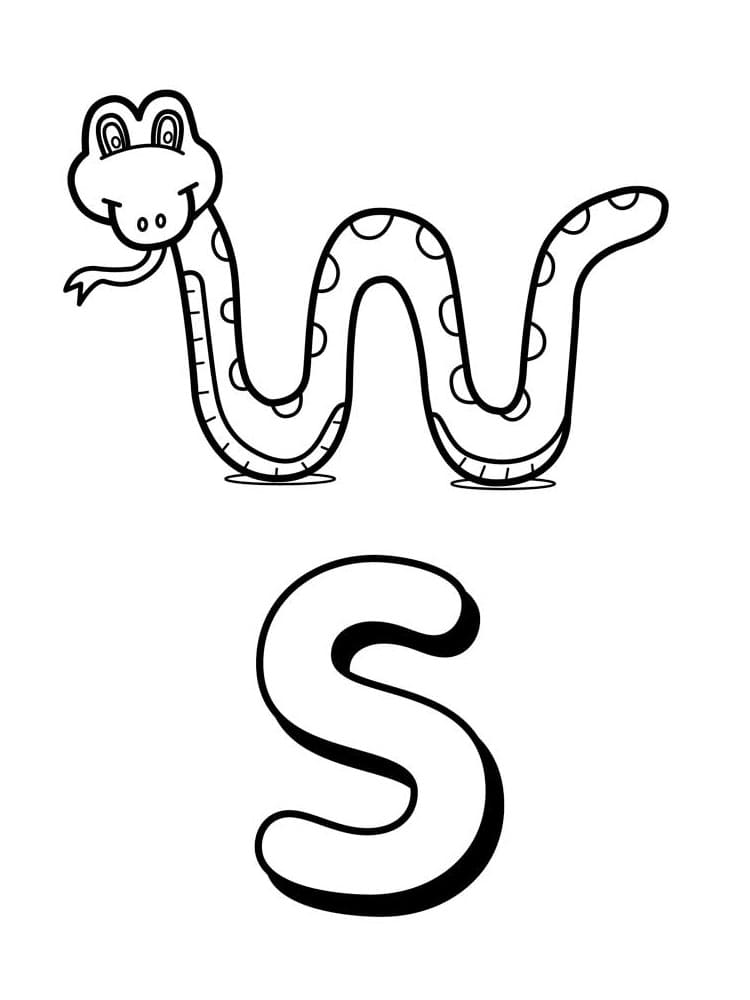 Coloriage Lettre S est Pour Serpent
