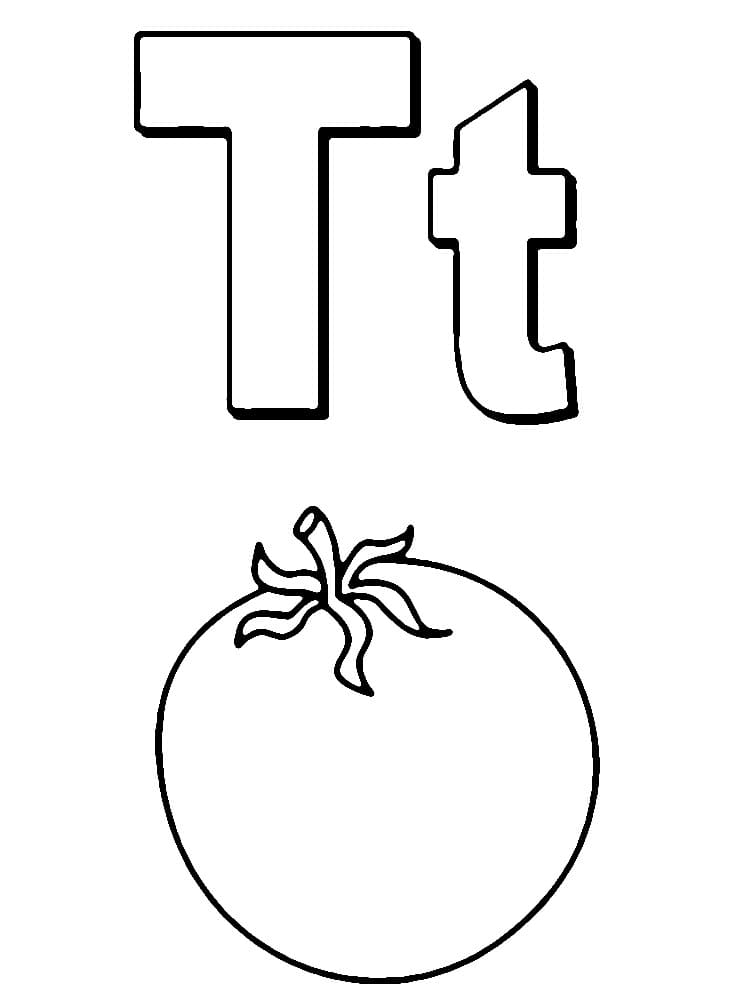 Coloriage Lettre T est Pour Tomate