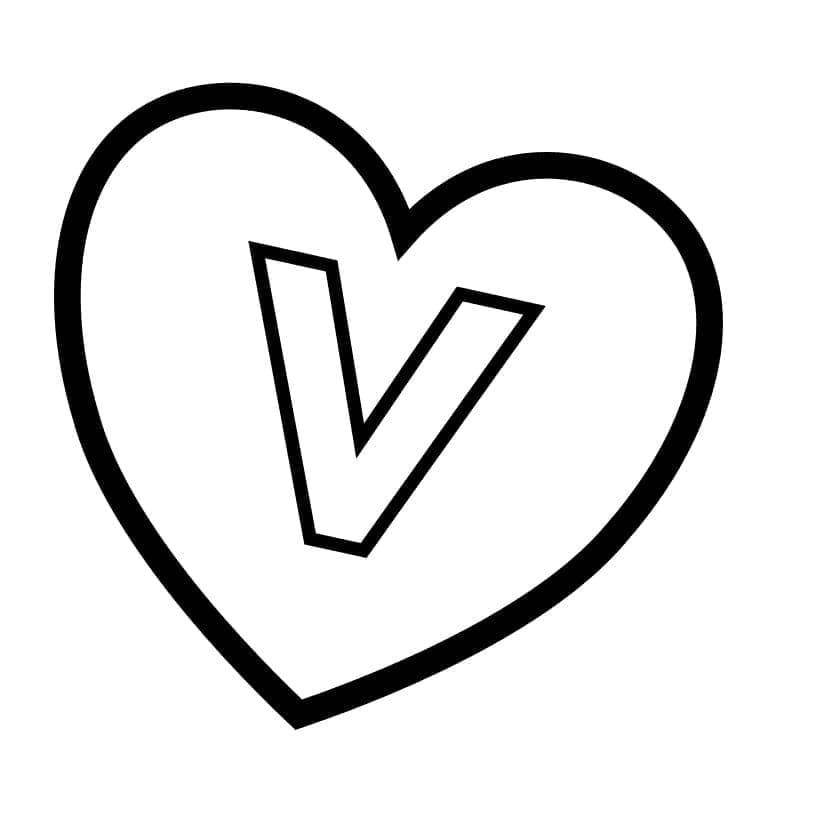 Lettre V en Coeur coloring page