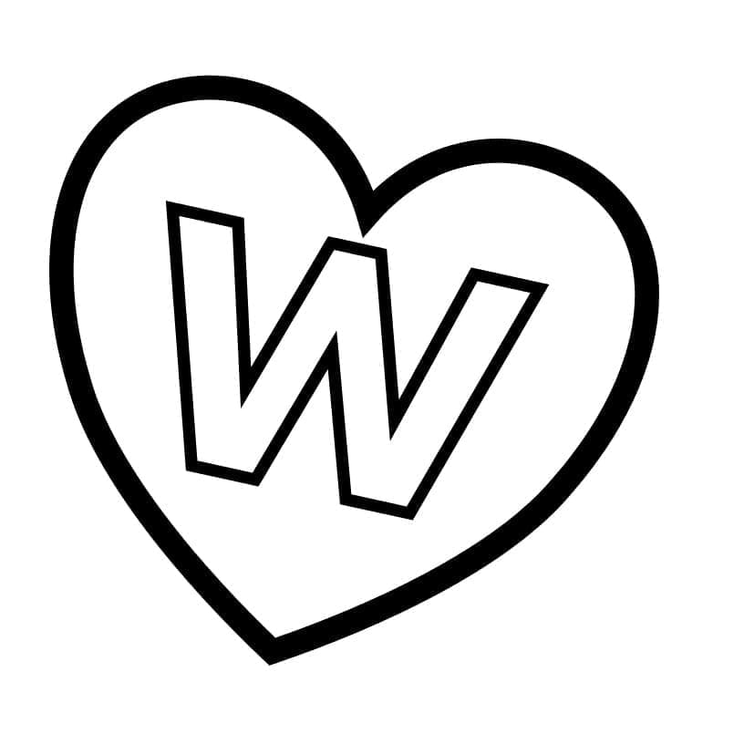 Lettre W en Coeur coloring page