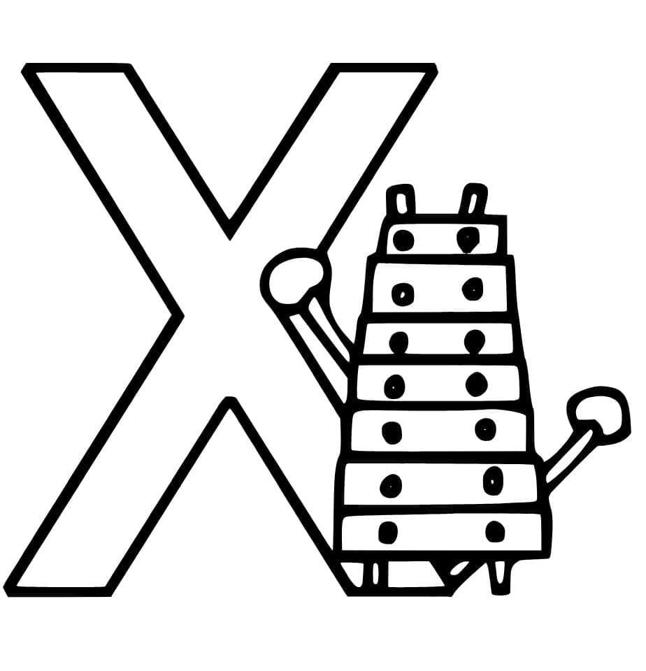 Lettre X est Pour Xylophone coloring page