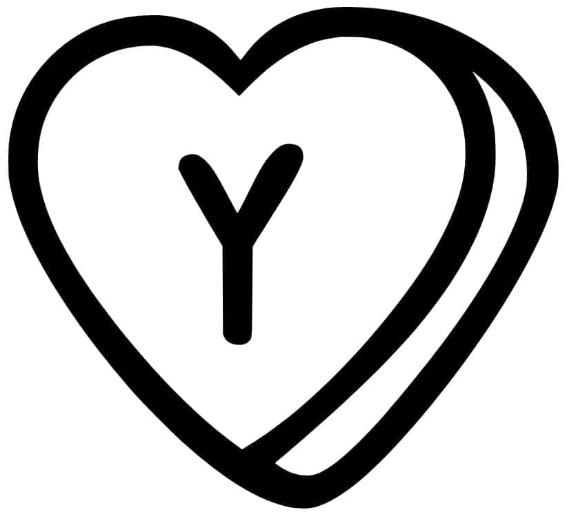 Lettre Y en Coeur coloring page