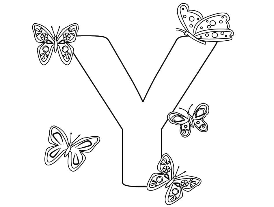 Lettre Y et Papillons coloring page
