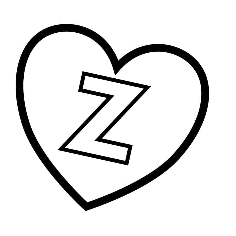 Lettre Z en Coeur coloring page