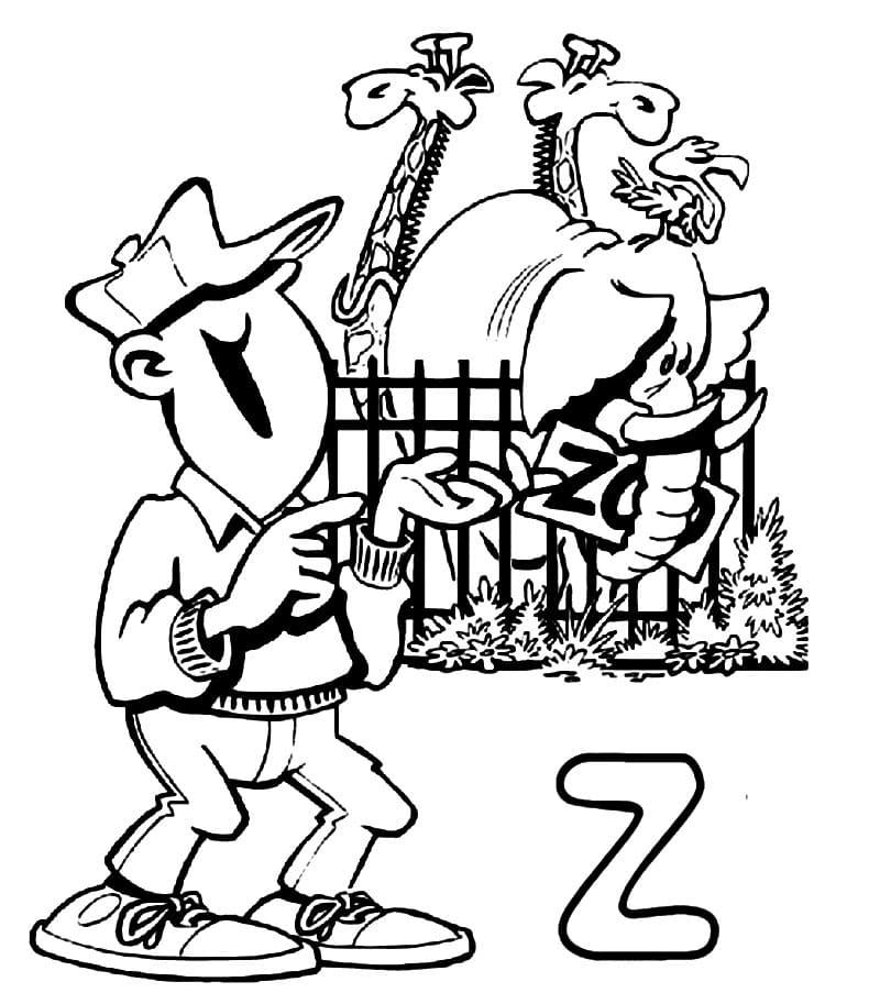 Lettre Z est Pour Zoo coloring page