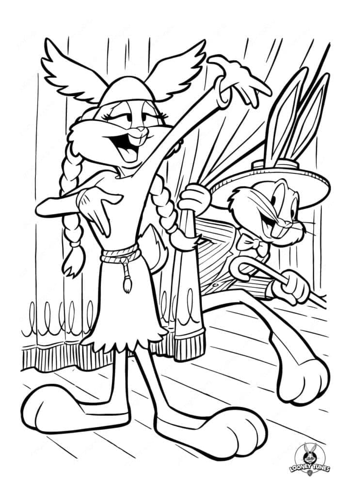 Coloriage Lola Bunny et Bugs Bunny