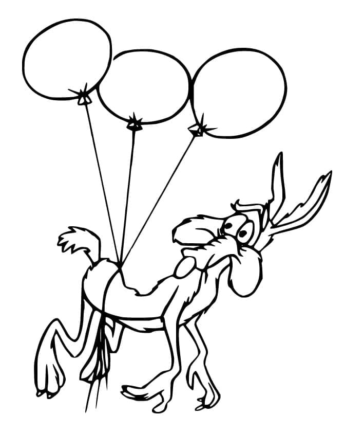 Coloriage Looney Tunes Vil Coyote avec Ballons