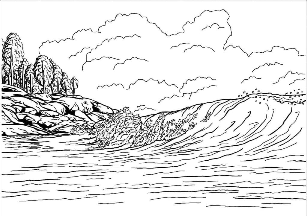 Mer et Rochers coloring page