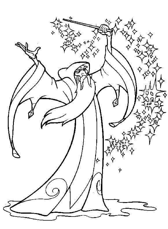 Coloriage Merlin de Excalibur, l'épée Magique