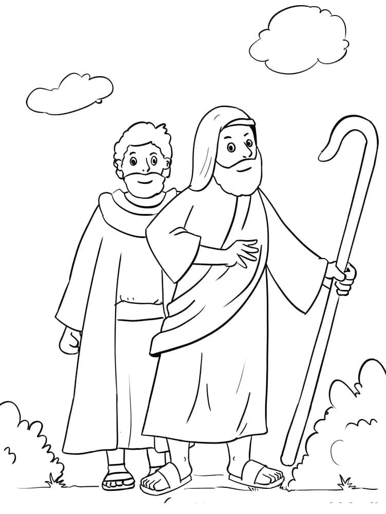 Coloriage Moïse et Aaron Bible