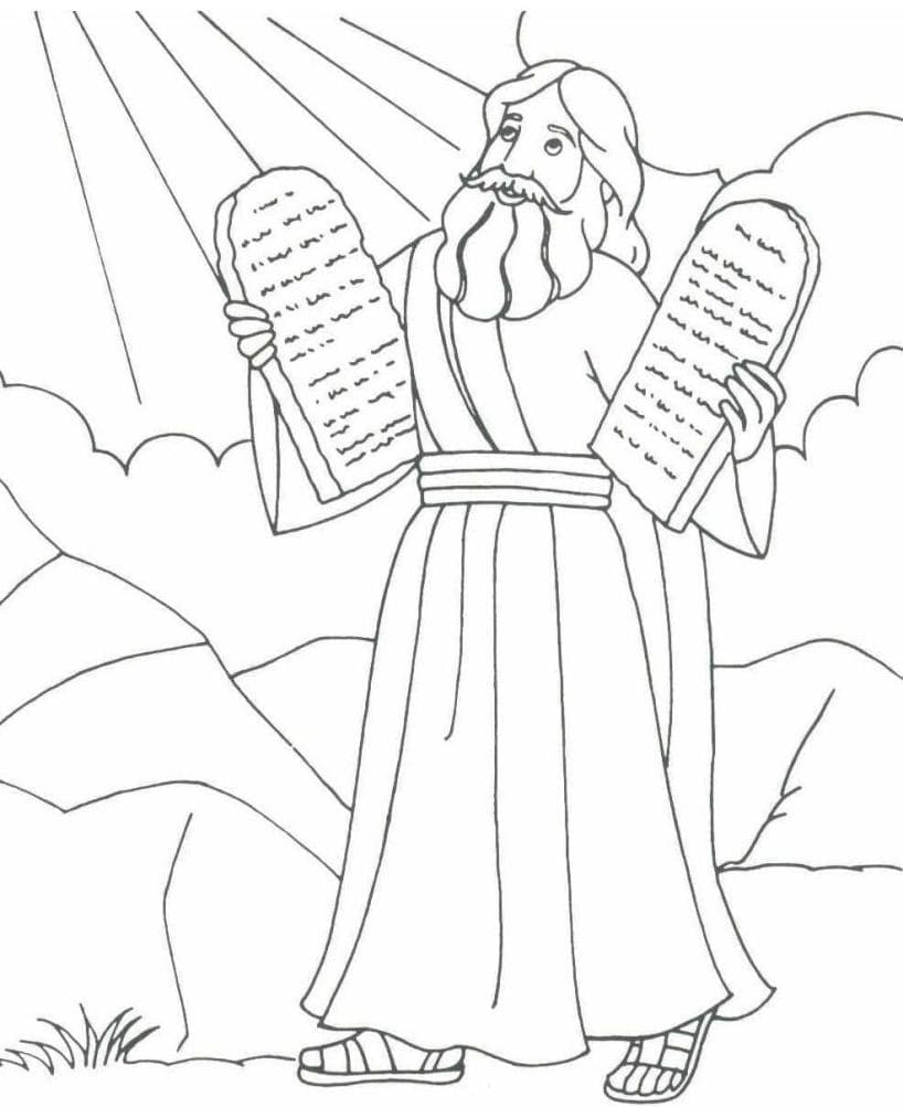 Moïse et les Dix Commandements coloring page